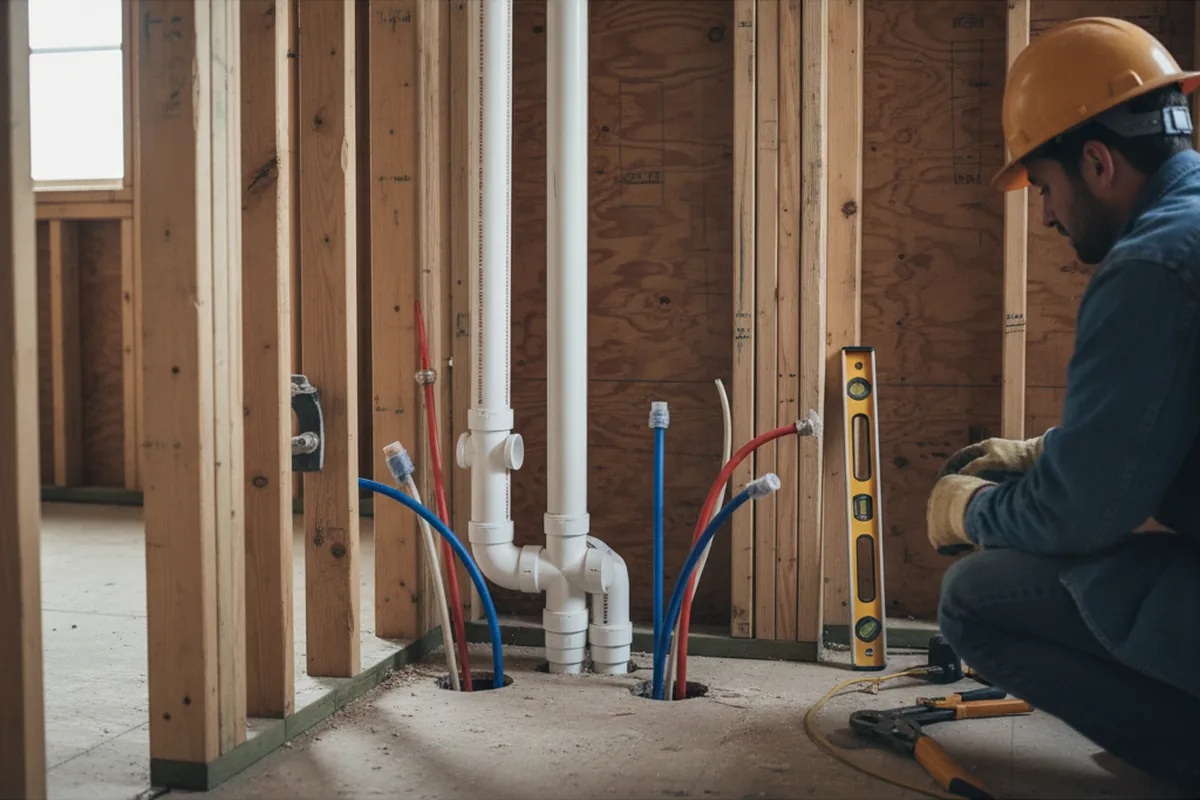 Drain and supply rough-in during Garbage Disposal Repair in Eolia