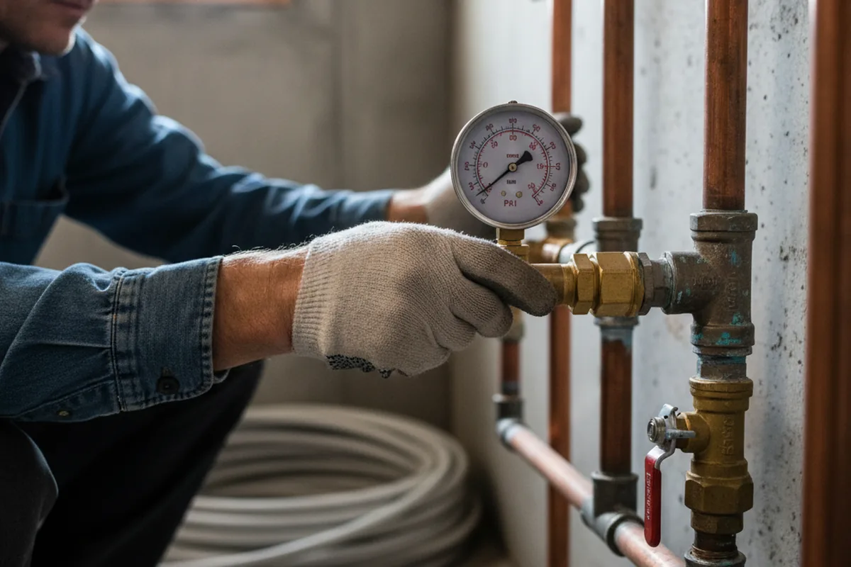 Pressure testing a repaired line during Water Line Repair in Eolia